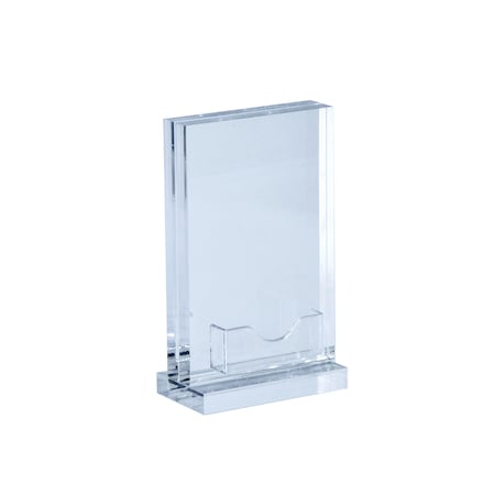Azar Displays Acrylic Block Sign Holder on Base w/ Gift Card Pocket 5.5"Wx8.5"H 104540